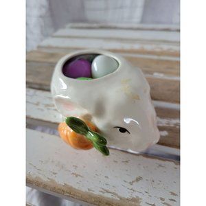 Vintage ceramic rabbit bunny carrot egg‎ holder home decor vintage